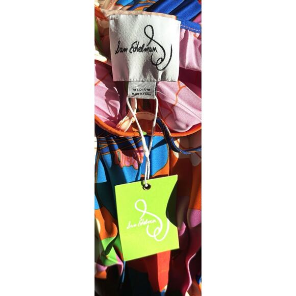 Sam Edelman Dress Sz M NWT Floral Pleated Midi Bohemian Glam Coastal Romantic - Picture 4 of 5